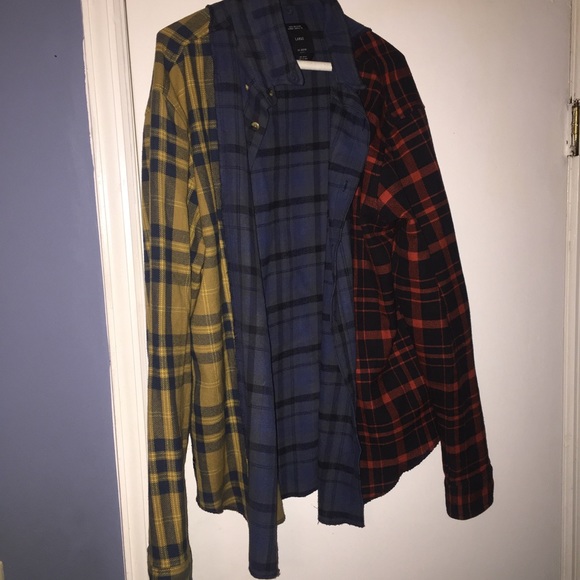10 deep multicolored flannel Sz L - Picture 1 of 2